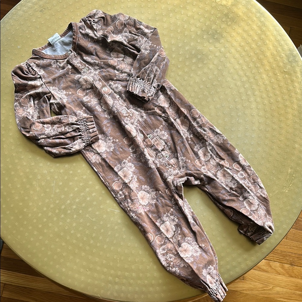 Brown Crinkled Jumpsuit with Reflective Finish